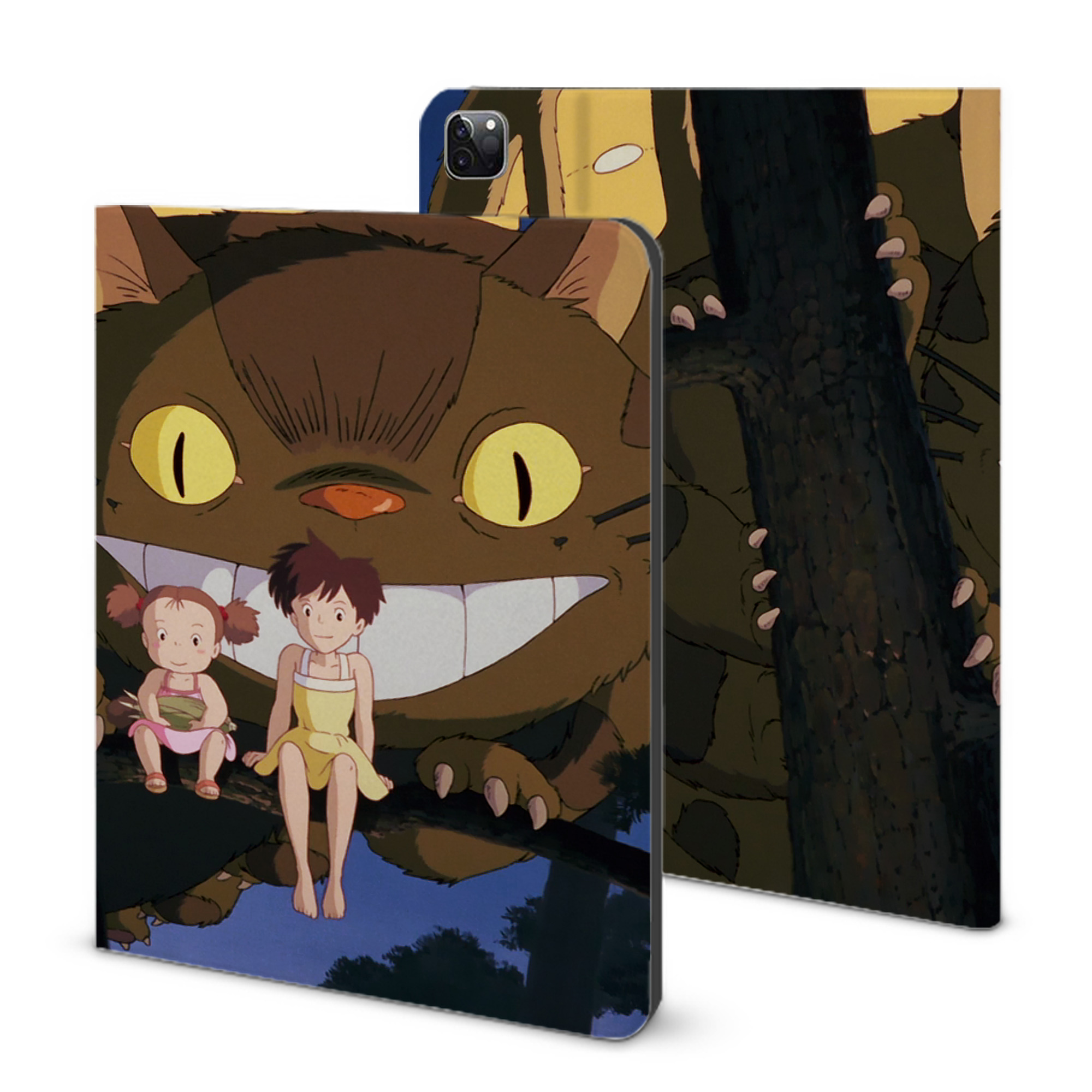 （画像用） となりのトトロ 草壁メイ 草壁サツキ My Neighbor Totoro Satsuki Kusakabe Mei Kusakabe IPad ケース ブック型 PUレザー TPU 耐衝撃 軽量 薄型 ペン収納なし 全面保護 IPad 各モデル対応